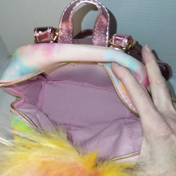 UNDERONESKY Unicorn Tie Dye Rainbow Pastel Princess Mini Zippered Backpack NWT - Picture 10 of 16